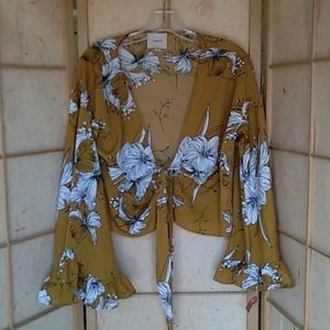 I Madeline yellow/orange floral shrug sz S